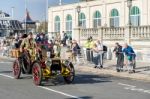 Car Approaching The Finish Line Of The London To Brighton Vetera Stock Photo