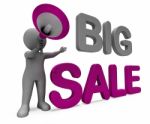 Big Sale Character Shows Promotional Savings Save Or Discounts Stock Photo