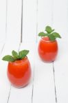 Fresh Tropical Papaya Juice Isolated On A White Background Stock Photo