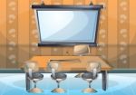 Cartoon  Illustration Interior Office Room With Separated Layers Stock Photo