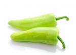 Green Hot Chili Pepper On White Stock Photo