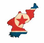 North Korea Map On  Flag Drawing ,grunge And Retro Flag Series Stock Photo