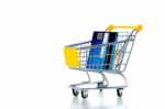 Credit Card In Shopping Cart Stock Photo