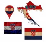 Grunge Croatia Flag, Map And Map Pointers Stock Photo