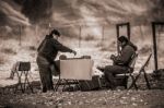 Navajo Indians Preparing To Sell Their Goods In Canyon De Chelly Stock Photo