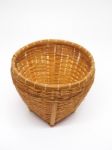 Empty Brown Wicker Woven Basket Isolated Stock Photo