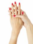 Women Hands With Nail Manicure Stock Photo