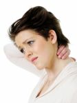 Woman With Neck Pain Stock Photo