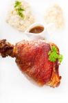 Original German Bbq Pork  Knuckle Stock Photo