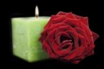 Candle And Rose Stock Photo