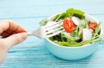 Healthy Eating With Salad Stock Photo