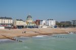 Worthing, West Sussex/uk - April 20 : View Of Worthing Beach In Stock Photo