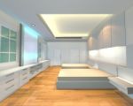 Ineterior Design Bedroom White Theme Stock Photo