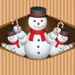 Merry Christmas Card With Snow Man Stock Photo