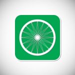 Bicycle Wheel Icon. Green Square Frame.  Illustration Stock Photo