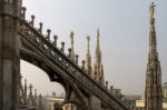 Detail Of The Skyline Of The Duomo In Milan Stock Photo