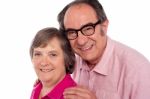 Smiling Aged Couple On White Stock Photo