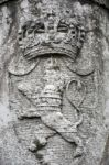 Crest Below The Bust Of Frederick Ii In Friedrichsdorf Stock Photo