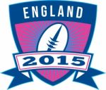 Rugby Ball England 2015 Shield Retro Stock Photo