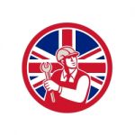 British Engineer Union Jack Flag Icon Stock Photo