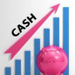 Cash Graph Shows Money Earnings And Savings Stock Photo