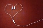 Earphones Heart Shape Stock Photo