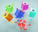 Celebration Giftboxes Represents Celebrations Giving And Joy Stock Photo