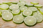 Round Slices Of Lime Fruit Stock Photo