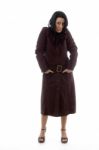 Woman Wearing Sheepskin Coat Stock Photo