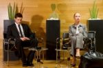 Business Person Waiting In Lobby Stock Photo