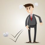 Cartoon Angry Businessman Throwing Crumple Paper Stock Photo