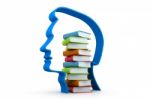 Stack Of Books In Human Head Stock Photo