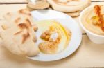 Hummus With Pita Bread Stock Photo