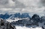 View From Sass Pordoi In The Upper Part Of Val Di Fassa Stock Photo