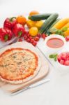 Italian Original Thin Crust Pizza Stock Photo