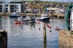 Boats In The Harbour At Lyme Regis Stock Photo