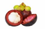 Mangosteen Fruit On White Background Stock Photo