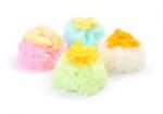 Multiple Color Of Sticky Rice With Sugar Custard On White Floor Stock Photo