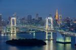 Tokyo Bay At Rainbow Bridge Stock Photo