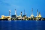 Oil Refinery At Twilight Stock Photo