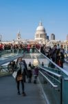 Millennium Bridge And St Pauls Cathedral Stock Photo