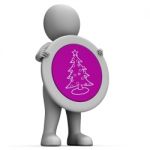 Xmas Tree Shows Merry Christmas And Congratulation Stock Photo