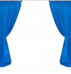 Blue Curtains On White Background Stock Photo