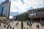 The Soccer Fans In Front Of Ethihad Stadium Stock Photo