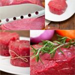 Different Raw Beef Cuts Collage Stock Photo