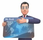 Credit Card Means Business Person And Bank 3d Rendering Stock Photo