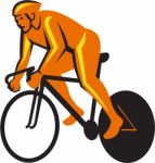 Cyclist Riding Cycling Racing Retro Stock Photo