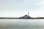 Nuclear Plant Near River Stock Photo