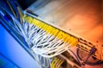 Fiber Optic With Servers In A Technology Data Center Stock Photo