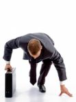 Businessman Preparing To Run Stock Photo